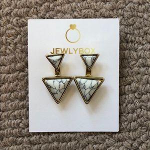 White Marble Stud Earrings